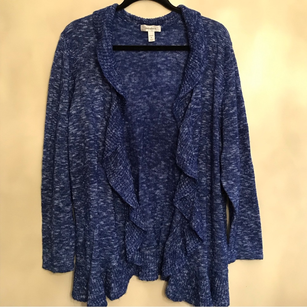 DRESS BARN BLUE & WHITE WATERFALL SWEATER SIZE 3X